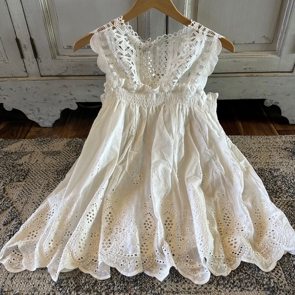 New Women's White Eyelet Layering Lace Sleeveless Tank Top Baby Doll Blouse NWT - Picture 8 of 10